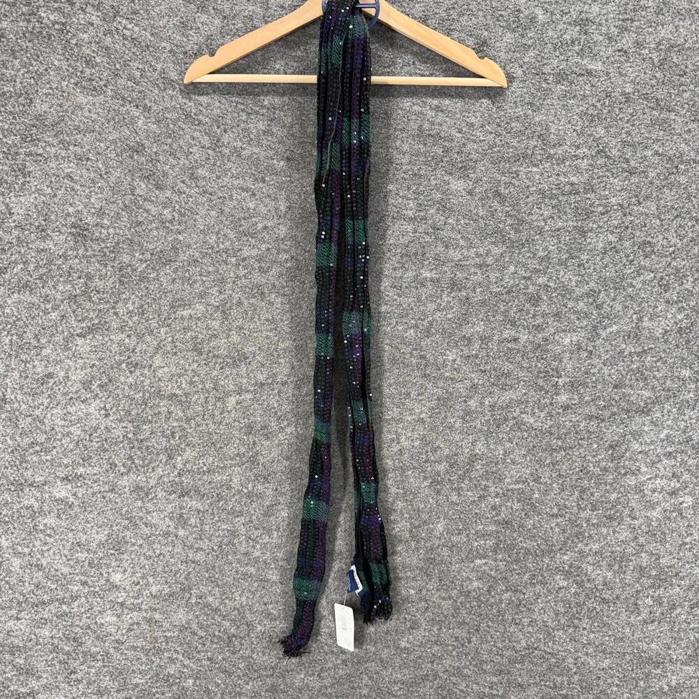 New Chaps Scarf Women Black Striped Cotton Sequin Neck Warmer Rectangle